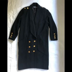 Chanel Black Boucle Vintage Coat x Gold Buttons 36